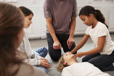 Teachers giving first aid training