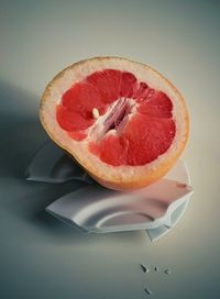 High angle view of orange on table