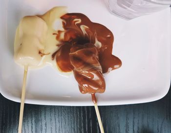 Directly above shot of ice cream in plate