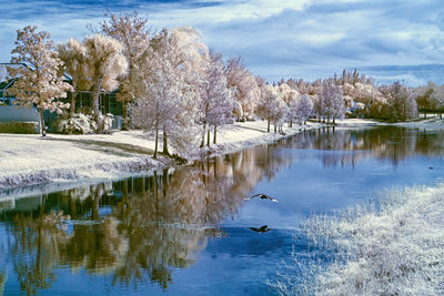 Scenic view of lake against sky