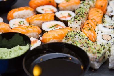 Close-up of sushi in plate