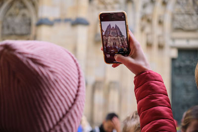 Close-up of woman using mobile phone