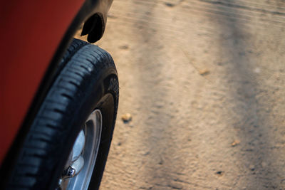 High angle view of car on road