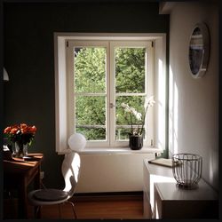 View of flower pot on window sill