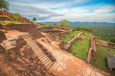 High angle view of castle against sky