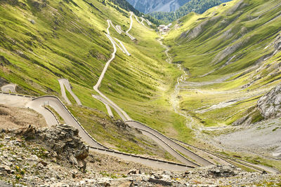 High angle view of mountain road