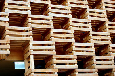 Full frame shot of wooden structure on building