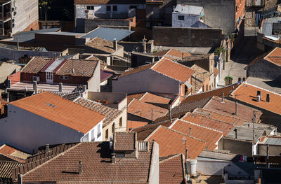 Aerial view of small town, consuegra, castilla la mancha, spain