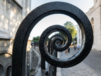 Close-up of spiral railing