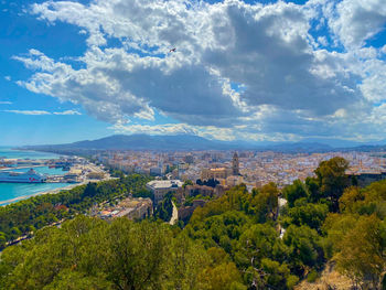 High angle view of malaga city on summer.