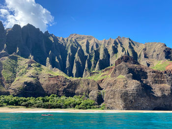 Panoramic view of the na pali coastline