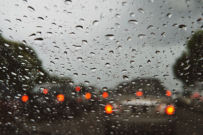 Full frame shot of raindrops on glass window