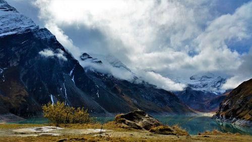 Scenic view of mountains against sky