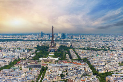 High angle view of cityscape against sky