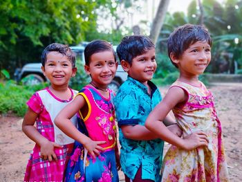 Portrait of a boy and his friends