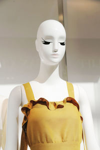 Mannequin seen through store window