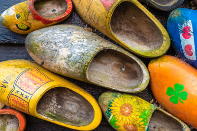 Directly above shot of clogs