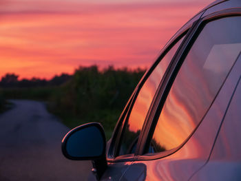 Sunset reflection on car window