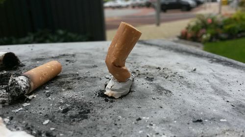 Close-up of cigarette smoking