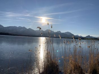 Scenic view of lake against sky