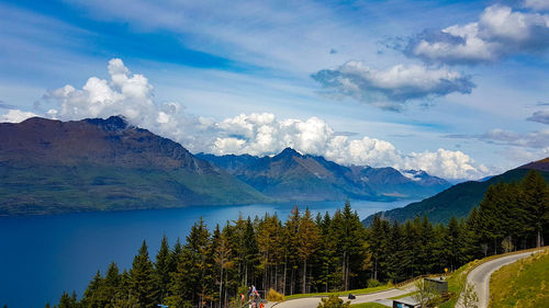 Panoramic view of landscape and mountains against sky