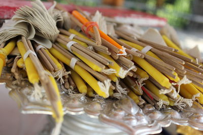 Close-up of food on table