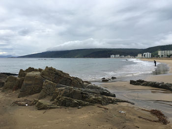 Scenic view of sea against cloudy sky