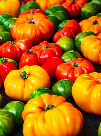 Full frame shot of bell peppers for sale in market