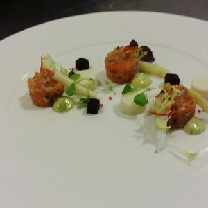 High angle view of dessert served in plate