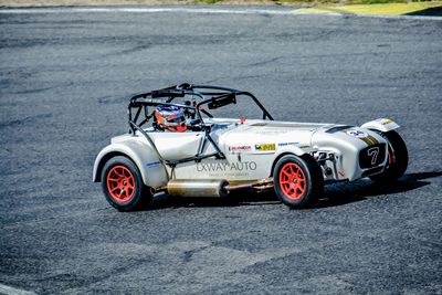 View of toy car on road