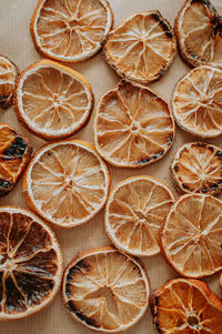 Close-up of sliced lemons on table