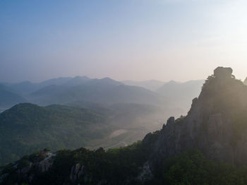 Scenic view of mountains against clear sky