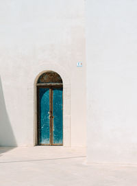 Closed door of building