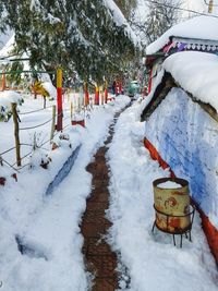 Snow on field during winter