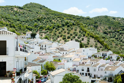 High angle view of townscape against sky