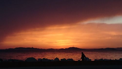 Scenic view of sunset over sea