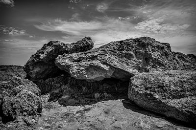 Rock formation against sky