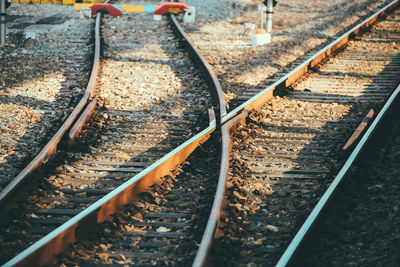 High angle view of railroad tracks