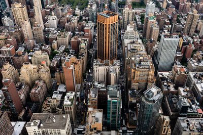 High angle view of city buildings