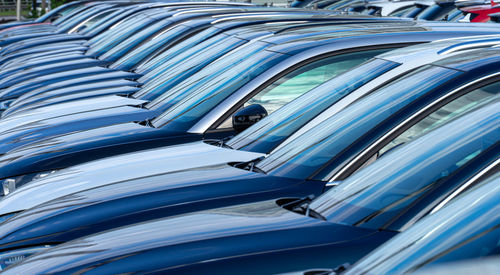 Full frame shot of blue car