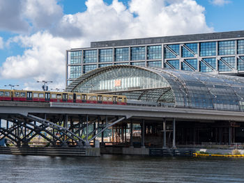Bridge over river against sky