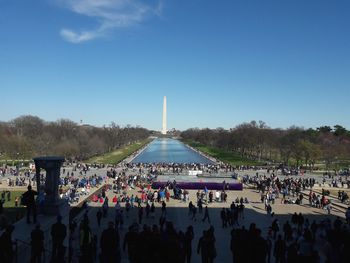 Group of people against the sky