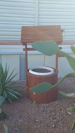 High angle view of potted plants by sea