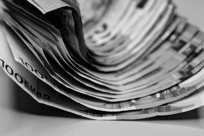 Close-up of books on table