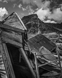 Low angle view of old building against sky