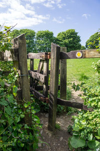 Fence and trees against sky