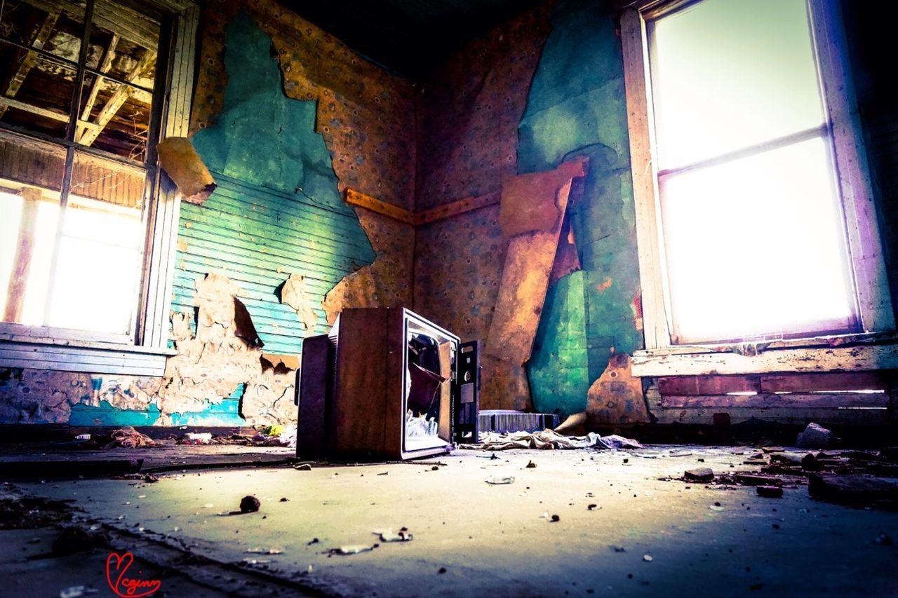 abandoned, obsolete, damaged, architecture, built structure, run-down, deterioration, graffiti, indoors, old, messy, interior, bad condition, weathered, window, building exterior, destruction, building, broken, wall - building feature