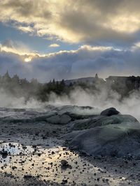 Scenic view of geysers in rotorua, new zealand 