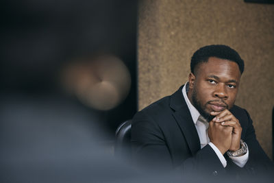 Side view of man looking away