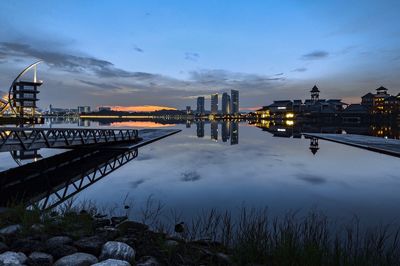 View of bridge in city during winter